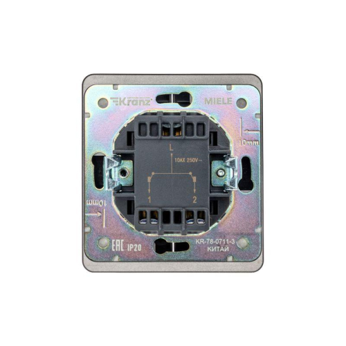 Выключатель для жалюзи 2-кл. СП ROUND MIELE 10А возвратный оникс Kranz KR-78-0711-3 фото 6