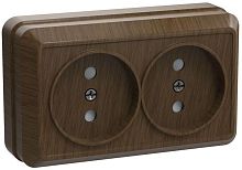 Розетка 2-м ОП Октава 10А IP20 без заземл. дуб GENERICA ERO20-K04-10-DC
