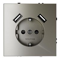 Розетка 1-м СП S70 16А с USB A+A с заземл. защ. шторки механизм шелк Voltum VLS040404