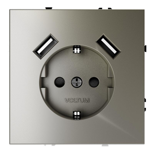 Розетка 1-м СП S70 16А с USB A+A с заземл. защ. шторки механизм шелк Voltum VLS040404 Розетка 1-м СП S70 16А с USB A+A с заземл. защ. шторки механизм шелк Voltum VLS040404
