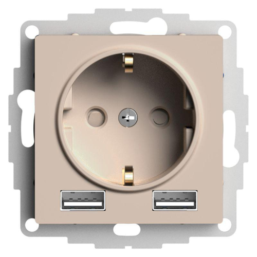Розетка AtlasDesign 16А с 2-мя заряд. устройствами USB тип A+A 5В/2.4А 2х5В/1.2А механизм песочн. SE ATN001230 фото 3