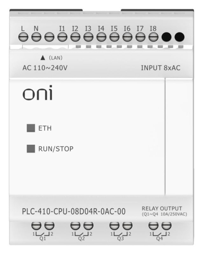 Модуль ЦПУ ПЛК 410 8 DI 4 RO 220В AC с Ethernet портом без экрана ONI PLC-410-CPU-08D04R-0AC-00 фото 6 Модуль ЦПУ ПЛК 410 8 DI 4 RO 220В AC с Ethernet портом без экрана ONI PLC-410-CPU-08D04R-0AC-00 фото 6