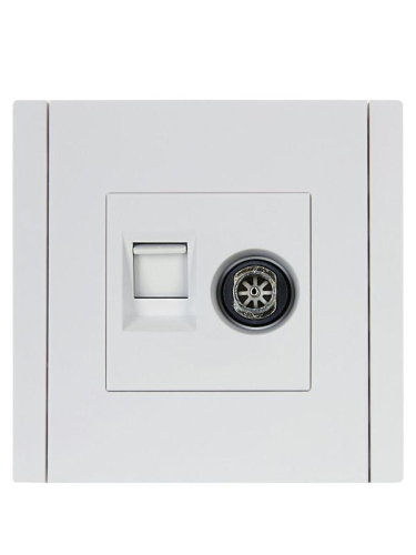 Розетка 2-м TV+RJ45 кат.6 FORTE&PIANO FP237 бел. IEK FP-AK20-2-K01 фото 2
