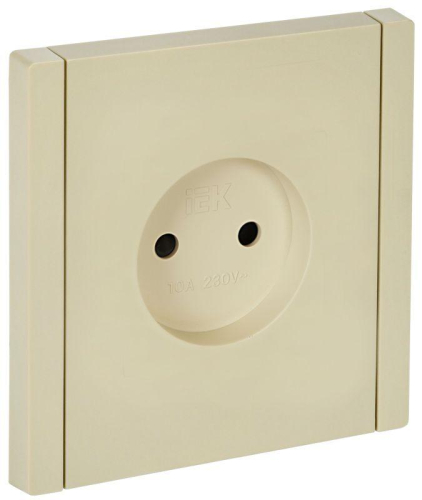 Розетка 1-м СП FORTE&PIANO FP417 10А без заземл. защ. шторки винт. крепл. ваниль IEK FP-R13-10-K10