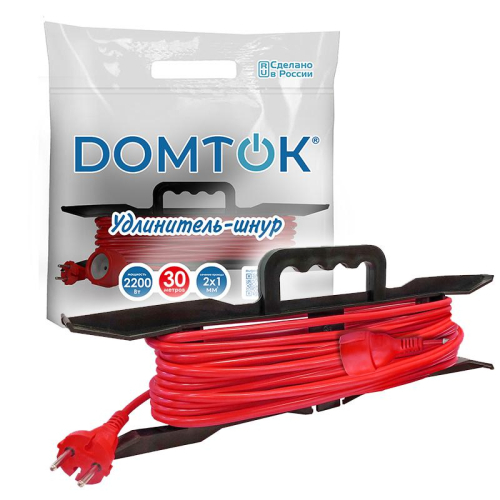 Удлинитель-шнур на рамке 1х30м без заземл. 10А IP20 2.2кВт ПВС 2х1 DOMTOK 2475 фото 3