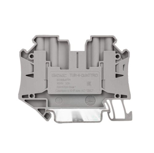 Клемма проходная винтовой зажим 4 точки подключен. 4 кв.мм сер. (уп.60шт) DKC TUR-4-QUATTRO фото 2