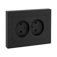 Розетка 2-м СП Эпика 16А без заземл. защ. шторки с рамкой механизм черн. EKF UP1-SOB-201