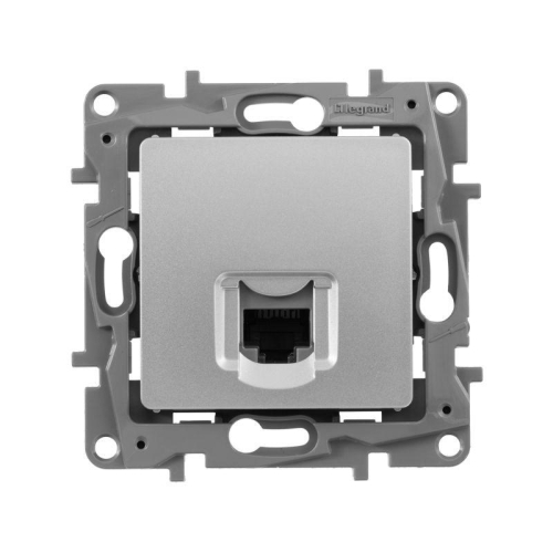 Розетка компьютерная 1-м СП Etika RJ45 кат.5E UTP механизм алюм. IEK 672441 фото 3