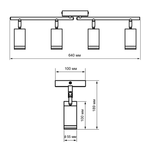 Светильник PCL-0204 4xGU10 IP20 230В BL настен./потолочн. декор. под лампу JazzWay 5066502 фото 4