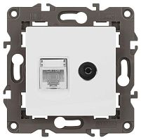 Розетка ЭРА Elegance 14-3110-01М RJ45+TV матов. бел. Эра Б0065767