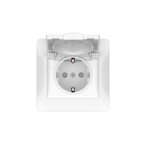 Розетка Glossa 16А IP20 с заземл. защ. шторки с крышкой быстрозажим. клем. в сборе бел. SE GSL000146S фото 5