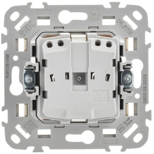 Розетка СП FLITE РС11-1-ФлСл 16А с заземл. без защ. шторок безвинтовое крепление механизм сливочный IEK FI-R11-16-1-K86 фото 3