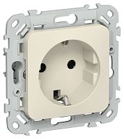 Розетка СП FLITE РС11-1-ФлСл 16А с заземл. без защ. шторок безвинтовое крепление механизм сливочный IEK FI-R11-16-1-K86