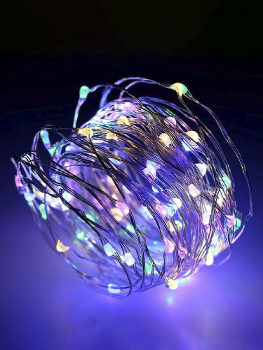 Гирлянда светодиодная "Разноцветные нити" 1.5м 30LED в виде капель мультиколор работает от 3хАА Космос KOCNL-EL114_multy фото 2