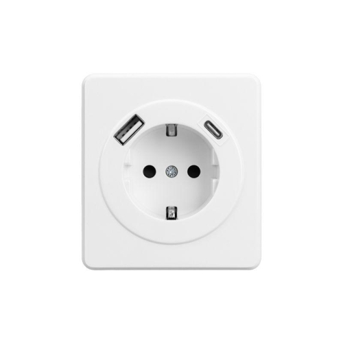 Розетка 1-м СП ROUND MIELE 16А с заземл. защ. шторки с USB A+C быстрой зарядки 5В/3А перламутр Kranz KR-78-0704-1