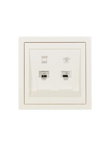 Розетка компьютер+телефон СП ZIMA IP20 с модулем Cat 6 слон. кость LEZARD 704-9088-144 фото 3