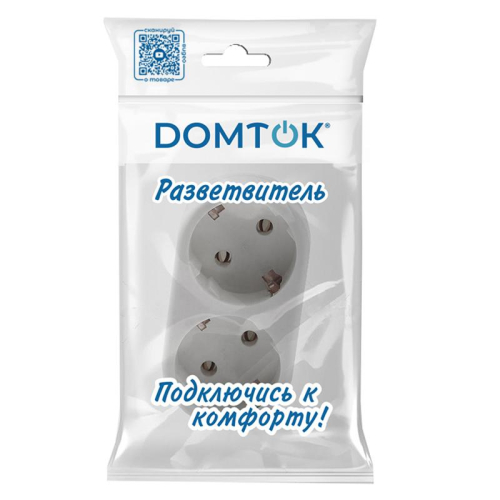 Разветвитель 2-м плоский с заземл. 16А 3500Вт 250В бел. DОМТОК 2653 фото 5
