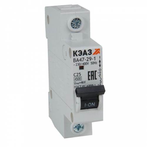 Выключатель автоматический модульный ВА47-29-1C4-УХЛ3 (4.5кА) КЭАЗ 318204