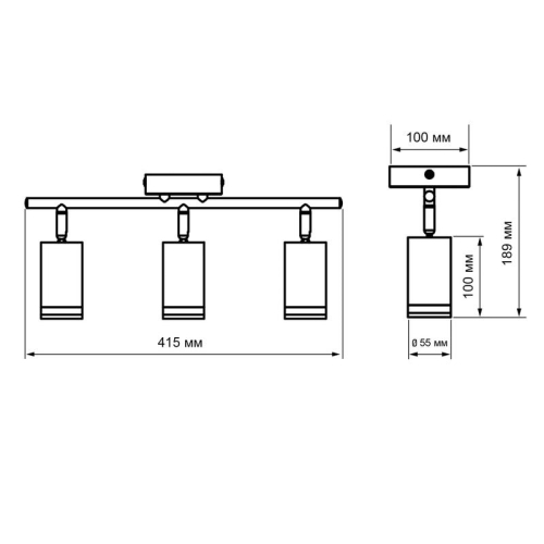 Светильник PCL-0103 3xGU10 IP20 230В BL настен./потолочн. декор. под лампу JazzWay 5066427 фото 3