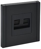 Розетка компьютерная 2-м RJ45 кат.5E FORTE&PIANO FP133 черн. IEK FP-K20-1-K02