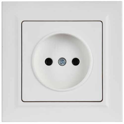 Розетка BRITE РСР10-1-0-БрАБ 10А в сборе без заземл. без защ. шторок арктич. бел. IEK BR-R10-10-K91-F фото 2