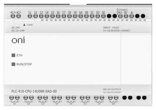 Модуль ЦПУ ПЛК 410 8 DI 6 UI (0-10В/DI) 8 RO 12В-24В DC или 24В AC с Ethernet портом без экрана ONI PLC-410-CPU-14U08R-0AD-00 фото 7 Модуль ЦПУ ПЛК 410 8 DI 6 UI (0-10В/DI) 8 RO 12В-24В DC или 24В AC с Ethernet портом без экрана ONI PLC-410-CPU-14U08R-0AD-00 фото 7