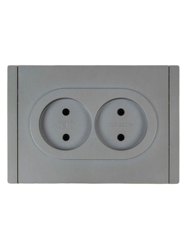 Розетка 2-м СП FORTE&PIANO FP526 10А без заземл. без защ. шторок безвинт. крепл. сталь IEK FP-R20-10-1-K46 фото 2