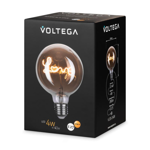 Лампа светодиодная филаментная Loft 271 G125 4Вт 2700К E27 Voltega 8522 фото 7
