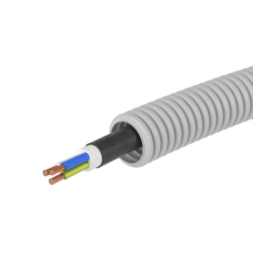 Труба гофрированная ПВХ гибкая d20мм с кабелем ВВГнг(А)-LS 3х2.5 РЭК ГОСТ+ сер. (уп.50м) DKC 9S92050 фото 2