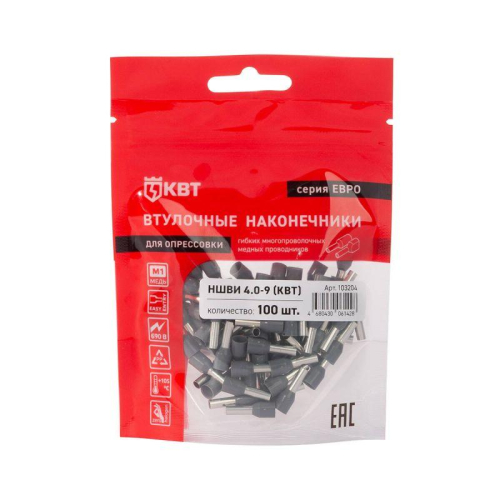 Наконечник штыревой втулочный изолированный НШВИ 4.0-12 ЕВРО сер. КВТ 103205 фото 3
