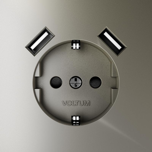 Розетка 1-м СП S70 16А с USB A+A с заземл. защ. шторки механизм шелк Voltum VLS040404 фото 3 Розетка 1-м СП S70 16А с USB A+A с заземл. защ. шторки механизм шелк Voltum VLS040404 фото 3
