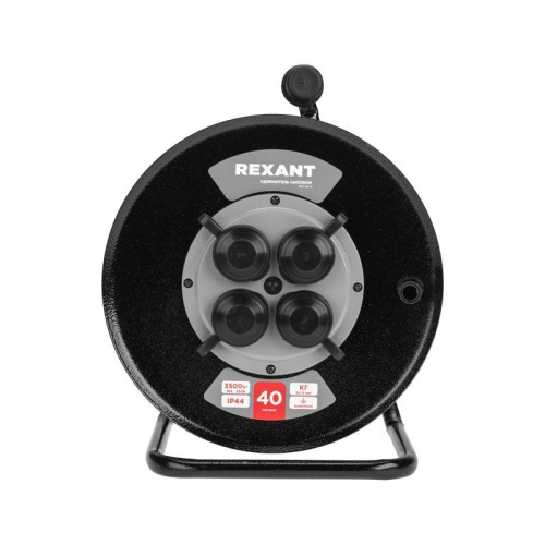 Удлинитель на метал. катушке 4х40 с заземл. IP44 КГ 3х1.5 c защ. крышкой Rexant 13-5012 фото 3