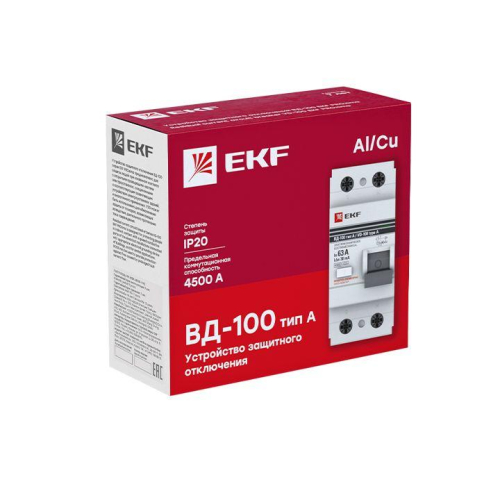 Выключатель дифференциального тока (УЗО) 2п 40А 30мА тип A ВД-100 (электромех.) PROxima EKF elcb-2-40-30-em-a-pro фото 4