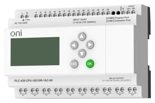 Модуль ЦПУ ПЛК 430 16 DI 10 RO 220В AC с Ethernet портом с экраном ONI PLC-430-CPU-16D10R-1AC-00 фото 3