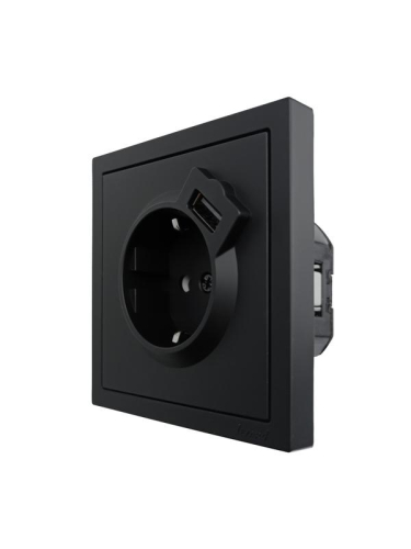 Розетка 1-мест. с/з+USB разъем СП ZIMA IP20 черн. бархат LEZARD 704-4288-181 фото 2