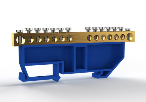 Шина нулевая на DIN-изоляторе 6х9мм 14 отвер. латунь TOKOV ELECTRIC TKE-BCB-69-14-DIN/N