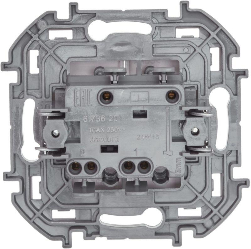Выключатель 2-кл. Inspiria 10А IP20 250В 10AX механизм бел. IEK 673620 фото 4