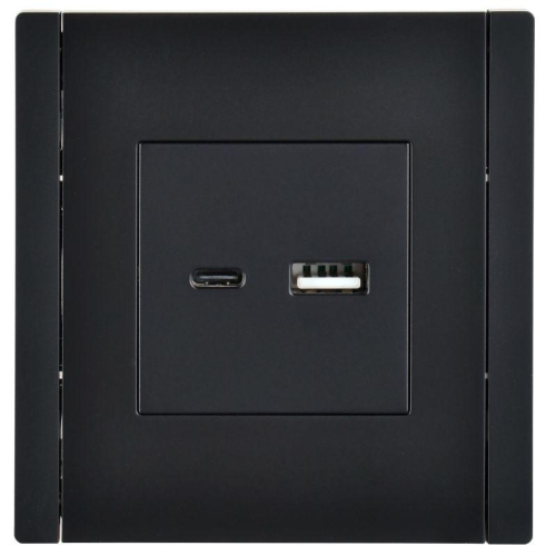 Розетка USB A+C 3.1А FORTE&PIANO FP150 черн. IEK FP-U22-D31-K02 фото 2 Розетка USB A+C 3.1А FORTE&PIANO FP150 черн. IEK FP-U22-D31-K02 фото 2