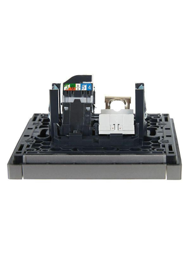 Розетка 2-м RJ11+RJ45 кат.5E FORTE&PIANO FP535 сталь IEK FP-KT20-O-1-K46 фото 3