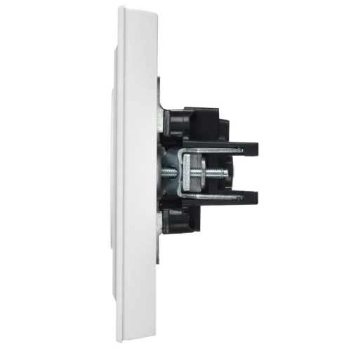 Розетка BRITE РСР10-1-0-БрАБ 10А в сборе без заземл. без защ. шторок арктич. бел. IEK BR-R10-10-K91-F фото 3