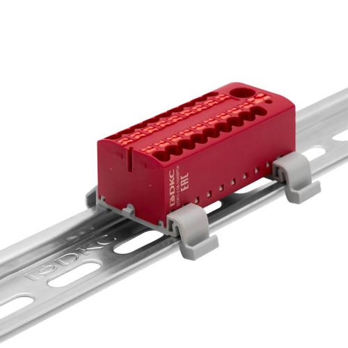 Блок распределительный с горизонт. адаптером на рейку шир. 35мм зажим push-in 1 ввод 6кв.мм 18 точек подключения 2.5кв.мм красн. DKC DTP1-118-104SPUR-H Блок распределительный с горизонт. адаптером на рейку шир. 35мм зажим push-in 1 ввод 6кв.мм 18 точек подключения 2.5кв.мм красн. DKC DTP1-118-104SPUR-H