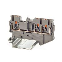 Клемма проходная зажим push-in 3 точки подключения 2.5кв.мм сер. DKC VPR-2.5-TWIN-GY