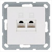 Розетка компьютерная 2-м RJ45 IP20 кат. 5E механизм бел. глянцевый Jasmart G6106W