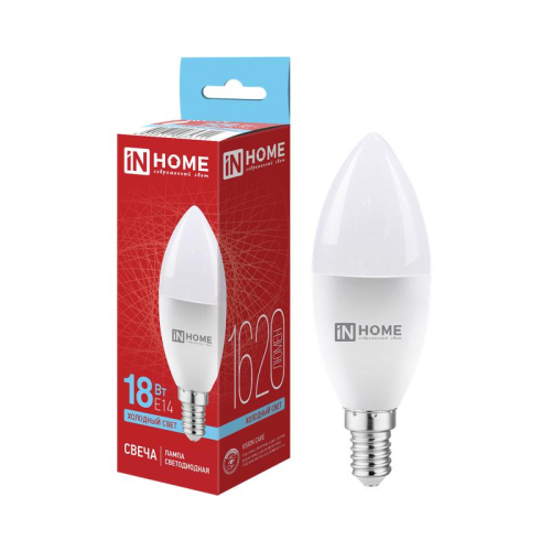 Лампа светодиодная LED-СВЕЧА-VC 18Вт свеча 6500К E14 1620лм 230В IN HOME 4690612065311 Лампа светодиодная LED-СВЕЧА-VC 18Вт свеча 6500К E14 1620лм 230В IN HOME 4690612065311