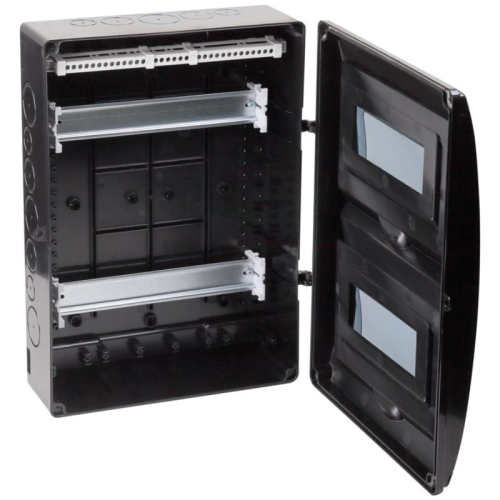 Щиток отркрытая проводка на 20 модулей с 2 вертик.дверцами 390х302х120мм черный IP65 УХЛ1 Ruvinil 69020Ч фото 3