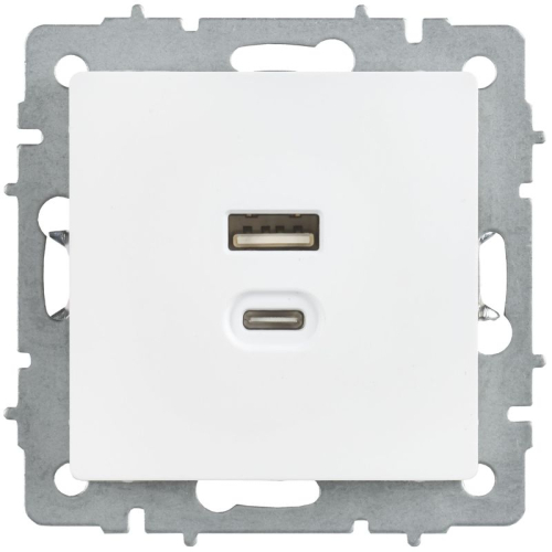 Розетка СП BRITE РЮ11-2-БрАБ USB A+C 45Вт высокоскор. заряд. арктич. бел. IEK BR-U22-045-K91 фото 5