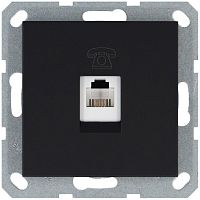Розетка телефонная 1-м RJ11 механизм черн. матов. soft touch JasmartG6101PB