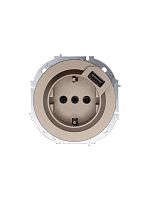 Розетка 1-м СП OSEN с заземл. + USB разъем механизм титан LEZARD 743-3788-181