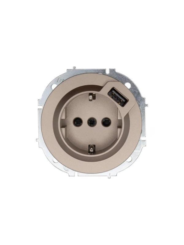 Розетка 1-м СП OSEN с заземл. + USB разъем механизм титан LEZARD 743-3788-181 Розетка 1-м СП OSEN с заземл. + USB разъем механизм титан LEZARD 743-3788-181