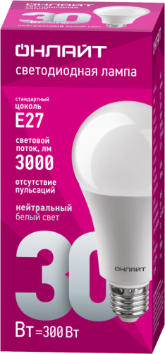 Лампа светодиодная 61 971 OLL-A70-30-230-4K-E27 30Вт грушевидная 4000К нейтр. бел. E27 3000лм 176-264В ОНЛАЙТ 61971 фото 2